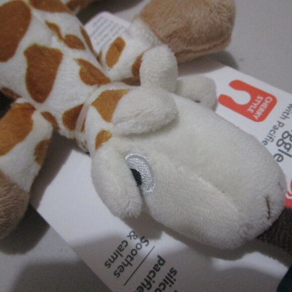 NWT Nuby Snuggleez with Cherry Pacifier holder stuffed Giraffe 0-6 Months - Picture 8 of 12